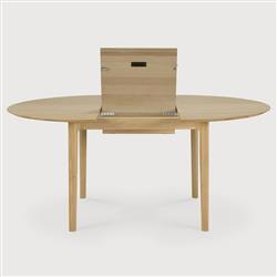 Ava Modern Classic Brown Oak Round Extendable Dining Table - 51"-71"|