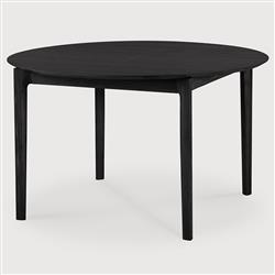 Ava Modern Classic Black Oak Round Extendable Dining Table - 51"-71"|