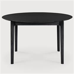 Ava Modern Classic Black Oak Round Extendable Dining Table - 51"-71"|