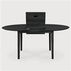 Ava Modern Classic Black Oak Round Extendable Dining Table - 51"-71"|