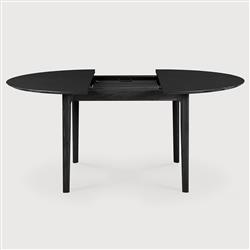 Ava Modern Classic Black Oak Round Extendable Dining Table - 51"-71"|