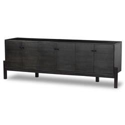 Rissa Mid Century Modern Black Acacia Wood Media Console|