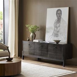 Rissa Mid Century Modern Black Acacia Wood Media Console|