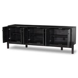 Rissa Mid Century Modern Black Acacia Wood Media Console|