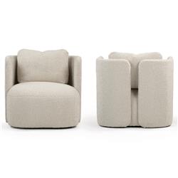 Verellen Hudson Amelia Bisque Swivel Club Chair|