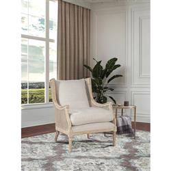 Will French Country Cream Performance White Wash Woven Cane Wing Chair|