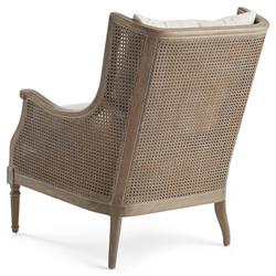 Will French Country Cream Performance Natural Grey Woven Cane Wing Chair|