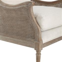 Will French Country Cream Performance Natural Grey Woven Cane Wing Chair|