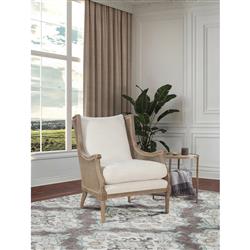 Will French Country Cream Performance Natural Grey Woven Cane Wing Chair|