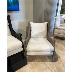 Will French Country Cream Performance Natural Grey Woven Cane Wing Chair|