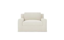 Henri Honed Ivory Slipcovered Chair and a Half|