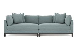 Adelle Heathered Teal Double Bumper Sectional - 116&quot;|