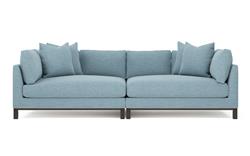 Adelle Eggshell Blue Performance Double Bumper Sectional - 116&quot;|