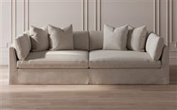 Adelle Sea Salt Performance Slipcovered Double Bumper Sectional - 116"|