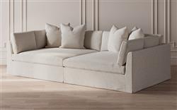 Adelle Sea Salt Performance Slipcovered Double Bumper Sectional - 116"|