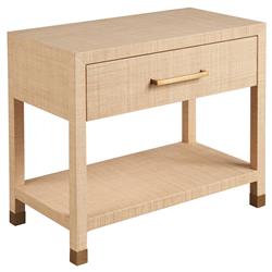 Willian Coastal Beach Natural Brown Raffia Nightstand|