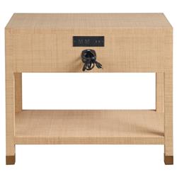 Willian Coastal Beach Natural Brown Raffia Nightstand|