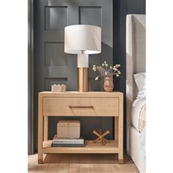 Willian Coastal Beach Natural Brown Raffia Nightstand|