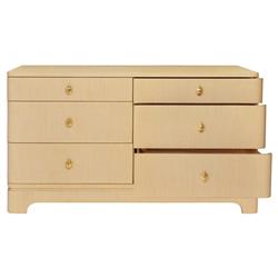 Worlds Away Kilmer Modern Classic Natural Grasscloth Double Dresser|