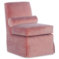 Century Allie French Country Pink Velvet Slipper Chair|