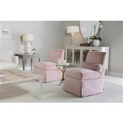 Century Allie French Country Pink Velvet Slipper Chair|