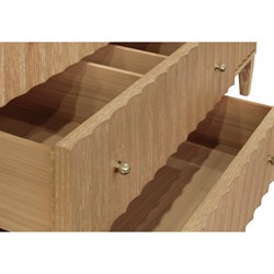 Worlds Away Odin Mid Century Modern White Marble Brown Oak Double Vanity Sink - 60"|