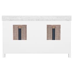 Worlds Away Boyd Coastal Natural Cane White Marble Double Vanity Sink - 60"|
