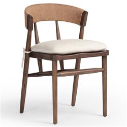 Tanner Rustic Lodge Cream Performance Brown Wood Dining Side Chair|