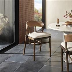 Tanner Rustic Lodge Cream Performance Brown Wood Dining Side Chair|