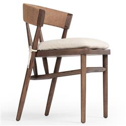 Tanner Rustic Lodge Cream Performance Brown Wood Dining Side Chair|