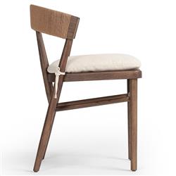 Tanner Rustic Lodge Cream Performance Brown Wood Dining Side Chair|