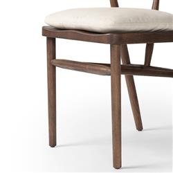 Tanner Rustic Lodge Cream Performance Brown Wood Dining Side Chair|