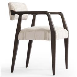 Pia Rustic Lodge Beige Plaid Brown Wood Dining Arm Chair|