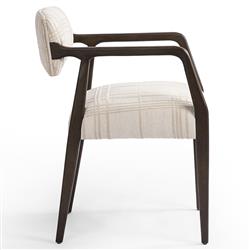 Pia Rustic Lodge Beige Plaid Brown Wood Dining Arm Chair|