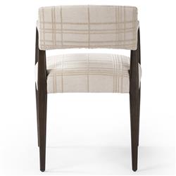 Pia Rustic Lodge Beige Plaid Brown Wood Dining Arm Chair|
