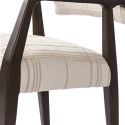 Pia Rustic Lodge Beige Plaid Brown Wood Dining Arm Chair|