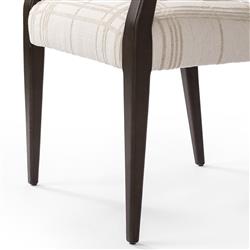 Pia Rustic Lodge Beige Plaid Brown Wood Dining Arm Chair|