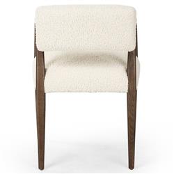 Pia Rustic Lodge Cream Sheepskin Brown Wood Dining Arm Chair|
