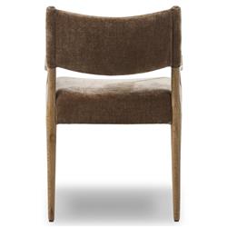 Odelia Modern Classic Brown Velvet Wood Dining Arm Chair|