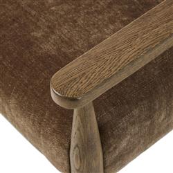 Odelia Modern Classic Brown Velvet Wood Dining Arm Chair|