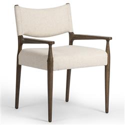 Odelia Modern Classic Cream Performance Wood Dining Arm Chair|