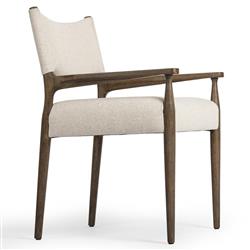Odelia Modern Classic Cream Performance Wood Dining Arm Chair|