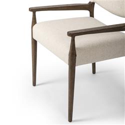 Odelia Modern Classic Cream Performance Wood Dining Arm Chair|