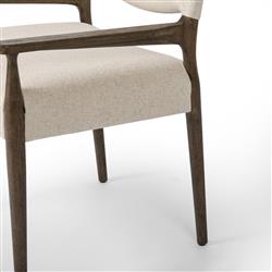 Odelia Modern Classic Cream Performance Wood Dining Arm Chair|