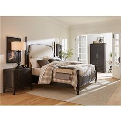 Allura French Country Beige Performance Black Oak Poster Bed - King|
