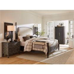 Allura French Country Beige Performance Black Oak Poster Bed - King|