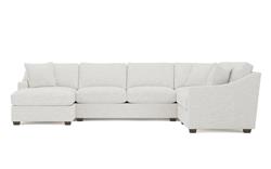 Avery Heathered Ivory Performance U-Chaise Sectional - Left Chaise - 145&quot;|