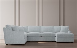 Avery Heathered Ivory Performance U-Chaise Sectional - Right Chaise - 145&quot;|