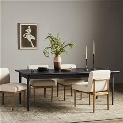 Hayden Modern Black Mango Wood Rectangular Extendable Dining Table - 84-104"|