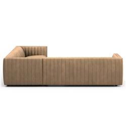 Leo Modern Classic Taupe Leather Channel Tufted Corner Sectional - 106"|